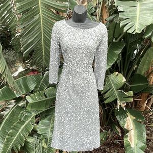 Adriana Papel metallic silver sequin dress